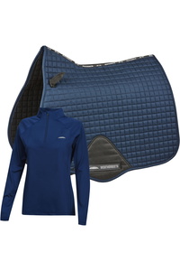 Weatherbeeta Womens Prime Long Sleeve Top & All Purpose Saddle Pad PLSTDSP - Navy
